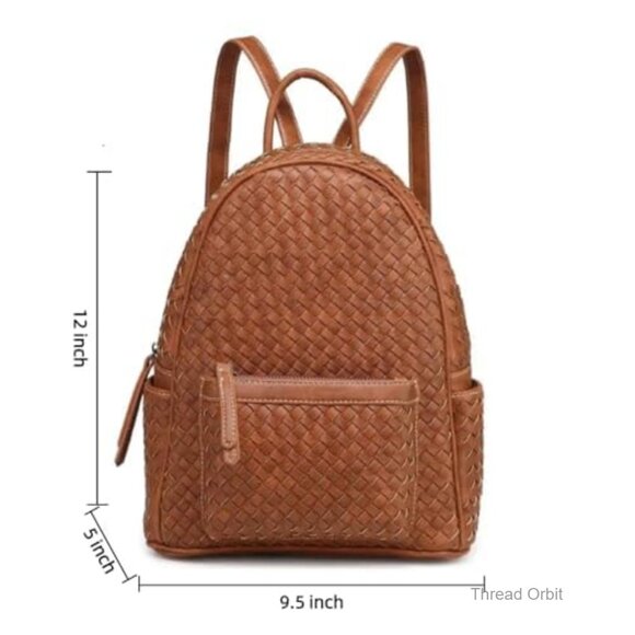 Mini Woven Vegan Leather Backpack Purse Daypack with Multiple Pockets main image 6